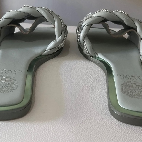 Vince Camuto Belmiya Metallic Beaded Braided Sandal In Mint Green Pistachio NWT - Picture 11 of 11